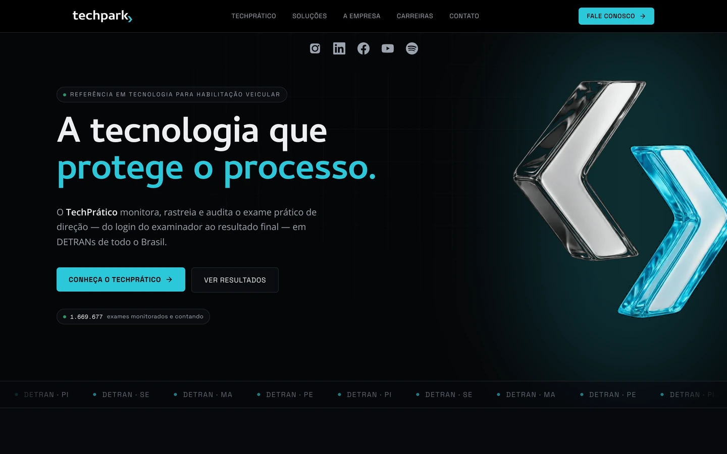 Captura de tela do projeto TechPark — Site institucional · Tecnologia